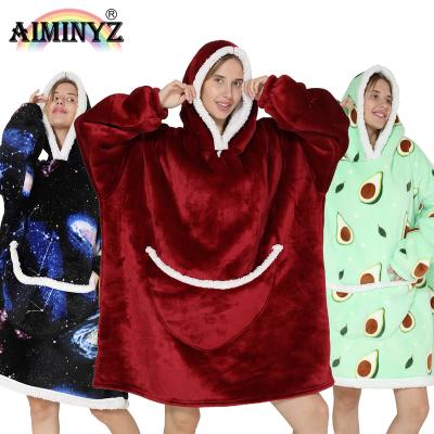 China Wholesale QUICK DRY Winter Fashion Coat Hoodie Flannel Cheap Home Lazy Pajamas Thickened Pajamas For Adult And Kid for sale