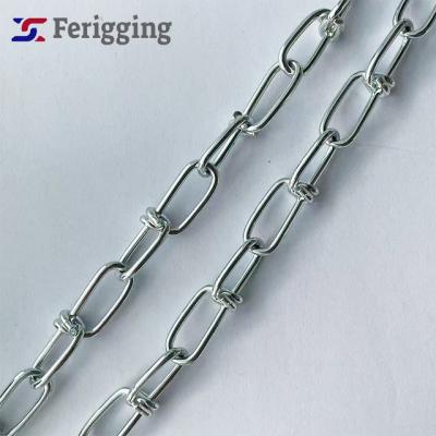 China Hang etc. 1.6mm Low Carbon Steel Zinc Double Loop Chain Din5686 Double Loop Weldless Chain for sale