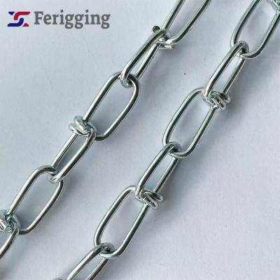 China Hang etc. 3.0mm Low Carbon Steel Zinc Double Loop Chain Din5686 Double Loop Weldless Chain for sale