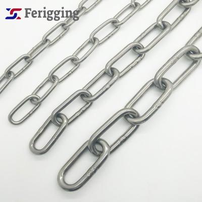 China Guardrails 10mm SS304/316/316L DIN763 Germany Standard G50 Stainless Steel Long Link Chain For Industrial for sale