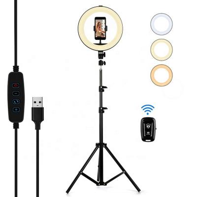 China 10 Inch Phone Ring Light PORTABLE PORTABLE Selfie Makeup Beauty Tiktok with Tripod Stand for sale