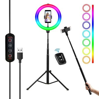 China 10 Inch PORTABLE Game Casting Photography Lighting Kit RGB Studio Led Selfie Ring Light for sale