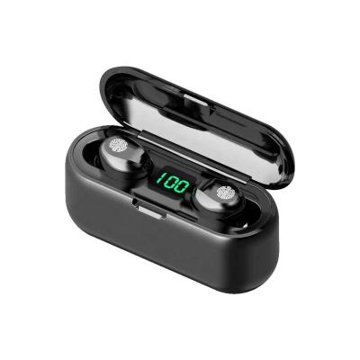 China Dual In-Ear 2000mAh USB Smart Charging Wireless BT Case 5.0 IPX7 Rechargeable Waterproof tws f9 Earbuds for sale