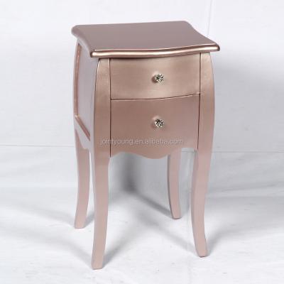 China Bed Side Table Two Drawer Luxury Solid Wood Bedroom Nightstand for sale