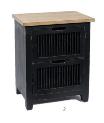 China Eco-friendly Black Color Simple Design Wooden Distressed Shabby Cabinet With Natural Color Top Wholesale for sale