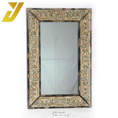 China Rustic Chic Antique / Vintage Wooden Makeup Mirror with Carved Frame for sale