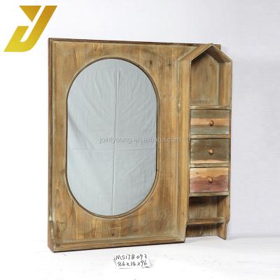 China Wholesale Home Decor Bathroom Wall Mounted Wooden Vintage Framed Mirror for sale