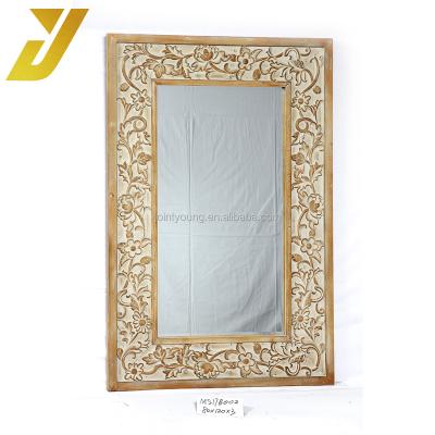 China Decorative Antique / Vintage Antique Wood Wall Mirror With Beautifully Carved Frame for sale