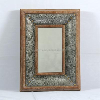 China For home storage and deoration shabby chic beveled edge with carved aluminum frame decorative wall mirror for sale