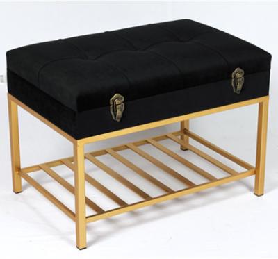 China Wholesale Style Modern Metal Storage Upholstered Stool for sale