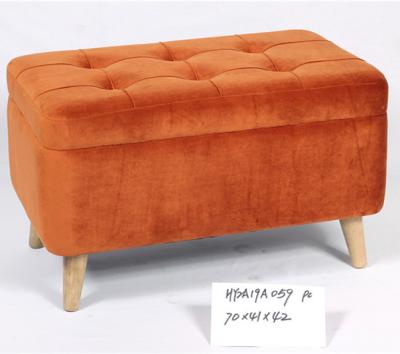 China Durable Living Room Storage Shoe Bench With Cushion In Orange Color for sale