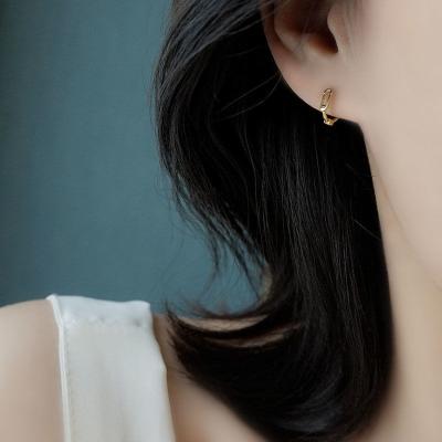 China Cute Pin ear clip women simple and high fresh oval hollow light temperament sense ear bone ear stud stud earrings for sale