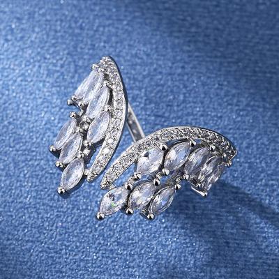 China Casual/Sporting best-selling Europe and the United States exaggerate horse eye set drill Ms. angel wing ring adjustable ring female breadwinn for sale