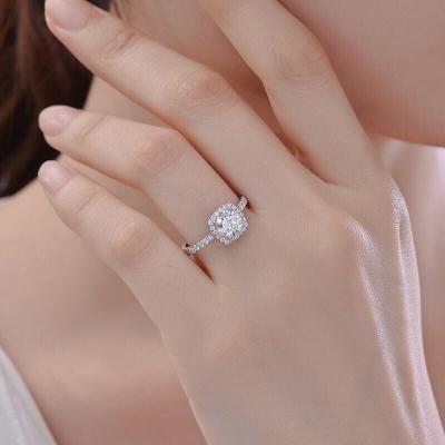 China Casual / Sporty Square Ring Moissanite Couple - Cubic Zirconia Four-Claw Inlaid Fashion Open Ring for sale