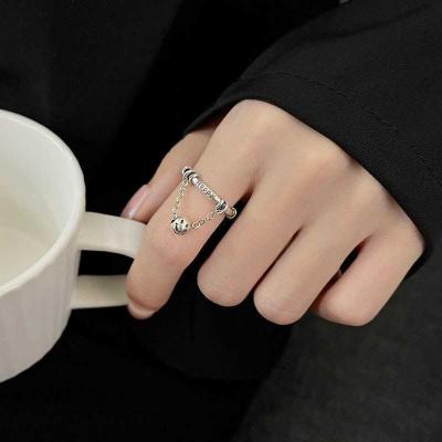 China S925/Sporty/Casual S925/Sporty Silver Cool Upper Slot Ring Round Bead Chain Hand Jewelry Open Smile Fashion and Personality for sale