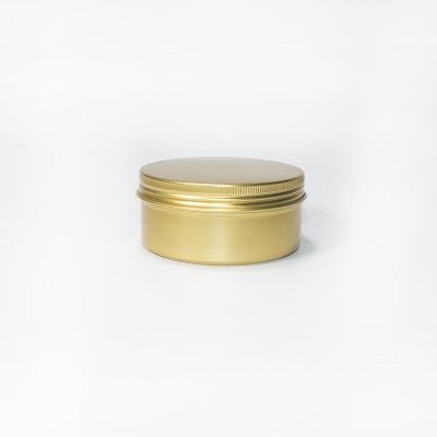 China Cosmetic Tea Candy Mint Lip Balm Gold 150ml Round ... Aluminum Tin Box Tin Can With Screw Lid for sale