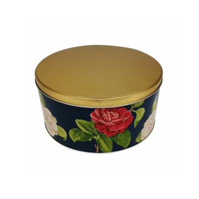 China Custom Round Tea Food Grade Cookie Cake Gift Packaging Tin Box for sale