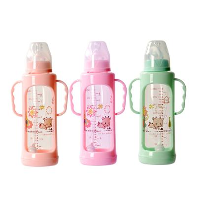 China BPA Free Easily Suck Inflation Prevention Neutral Silicate Glass Baby Feeding Milk Bottle for sale