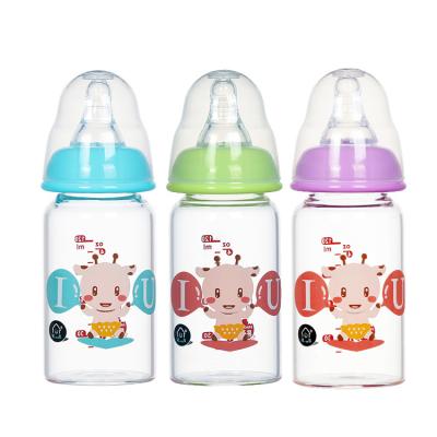 China BPA Free Factory Customized Private Label Hot Sales Cute Baby Glass Feeding Bottle for sale