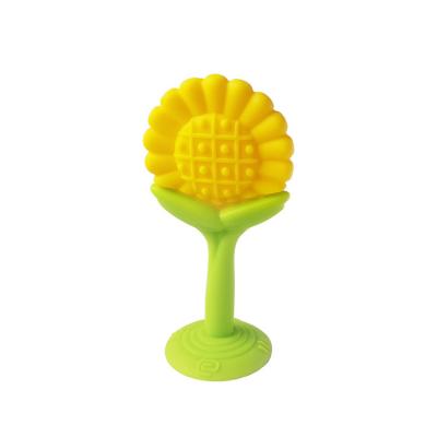 China Full Silicone Sunflower Soft Cardboard Teether Baby Cute Toy Baby Teether en venta