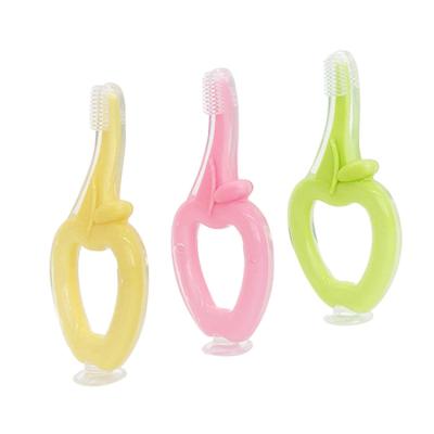 China Baby Fruit Shape Toothbrush Baby Teether Safe Silicone Material Soft Toy Professional Manufacturer Te koop