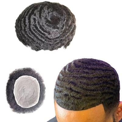 China Afro Wave Human Hair Replacement Full 12Mm Indian Straight Human Hair Unite 8Mm Swiss Lace Based Hairpieces For Black Men for sale