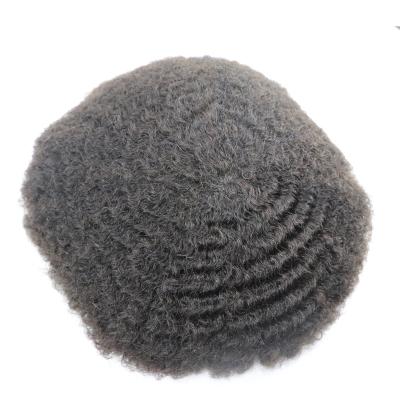 China Afro Toupee 12mm Short Curly Afro Wig Men's Hair System 360 Unit Hair Man Weave Straight Curly Hair Men's Hairpiece for sale