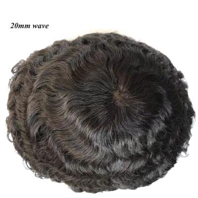 China 20mm Wave African America Male Hair Units Weave 20mm Loose Weave Style Men Hairpiece for sale