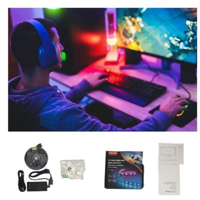 China PC TV Ambient Light Ambient Lighting PC Backlight Strip Color HD MI Screen Lighting Kit Led Tv Backlights RGB 80 DC 12V 90 ABS Light Strings for sale