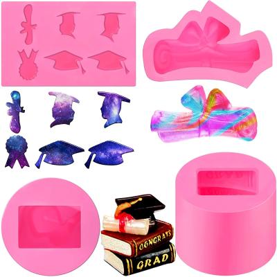 China Disposable Graduation Cupcake Fondant Mold Graduation Cap Silicone Mold Graduation Chocolate Candy Mold for sale