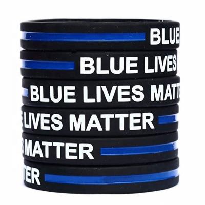 China Factory High Quality CLASSIC BLUE LIVE Slim Blue Line Silicone MATERIAL Silicone Bracelet Wristband for sale