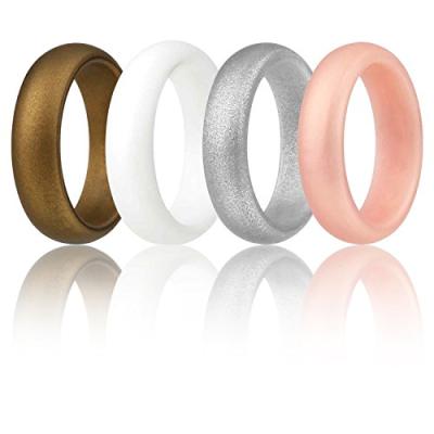 China Flexible Sports For Finger Silicone Metallic Wedding Rings for sale