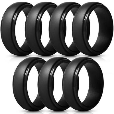 China Sports Wholesale Comfortable Unisex Silicone Wedding Ring Black for sale