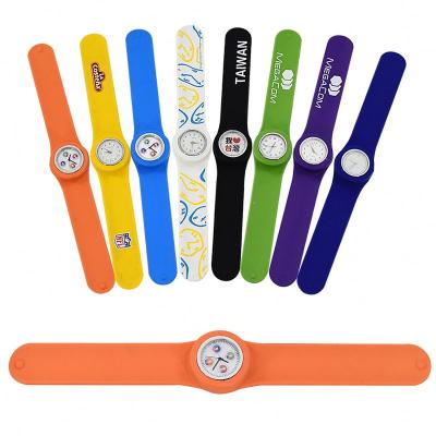 China Full Calendar Silicone Quartz Sport Slap Wrist Band Watch For Kids Boy Girl Lady Women Wholesale for sale