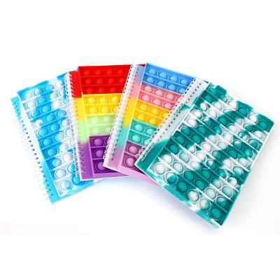 China Eco-Friendly Bubble Stress Reliver Spiral Notebooks Push Finger Cover A5 Silicone Antistress Toys for sale