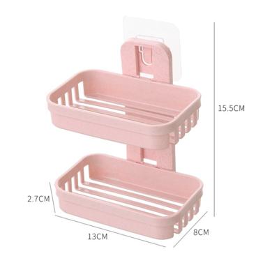 China Traditional Wall Mounted Double Layer Soap Dish Holder Box Shower Tray Bathroom Storage Soap Shelf Kitchen Tools Bathroom Accessories for sale