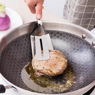 China Stainless Steel Kitchen BBQ Bread Utensil Set Tong Fried Steak Shovel Fried Fish Barbecue Grill Tong Shovel Clamp Kitchen Bread Meat Clamp for sale