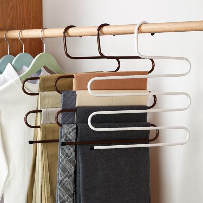 China Multi-functional creative multi-layer s-shaped clothes hanger hanger wardrobe space-saving flexible home pants clothes storage rack for sale