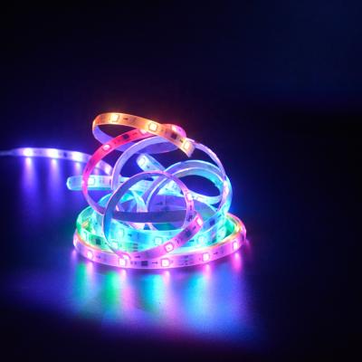 China 2020 Tuya Residential Dreamy Colorful Smart Home System RGB LED Strip With Dimmable Remote Control Works With Alexa Google for sale