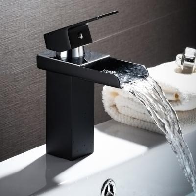 China Single Metered Handel Brass Basin Mixer Tap Matte Black Waterfall Sink Faucet Faucets For Bathroom for sale