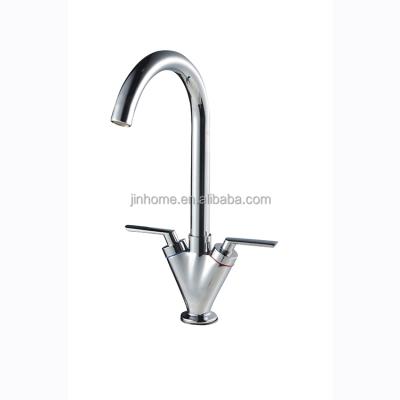 China Thermostatic Taps Fittings Lever UK Standard Twin Swivel Spout Modern Kitchen Sink Faucet for sale