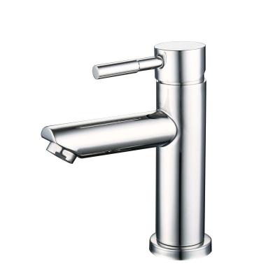 China Metered Faucets Bathroom Brushed Faucets Hot Cold Mixer 304 Stainless Steel Mirror Basin Faucet for sale