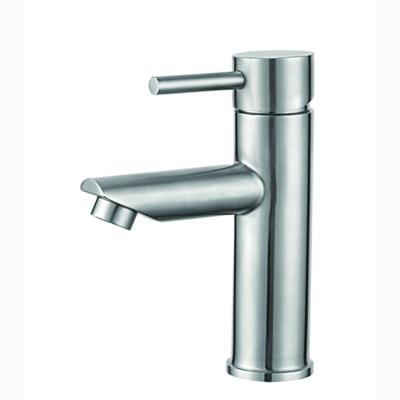 China Single Metered Faucets Basin Hole One Handle Spout Mixer Tap Bathroom Brushed Nickel 304 Stainless Steel Faucet for sale