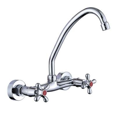 China Dual Faucets Basin Faucet Manufacturer Slow Open Double Handle Control Metered Basin Faucet for sale