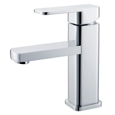 China Metered Faucets Adjust Cloakroom Mixers Chrome Square Faucet Hot Cold Hot Cold Water Basin Mixer for sale