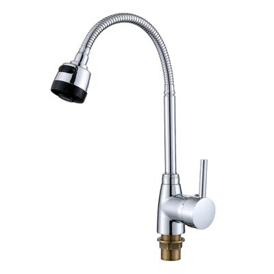 China New Contemporary Design Hot Cold Water Taps Long Neck Flexible Steel Pipe Mixer Tap Zinc Alloy Kitchen Sink Faucet for sale