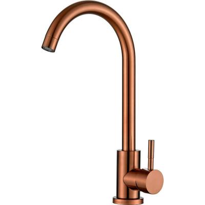 China Rose Gold Stainless Steel Swivel Kitchen Faucet Thermostatic Single Hole 1 Handle Kitchen Sink Mixer Tap Pull Down Hot Cold Water Faucet for sale