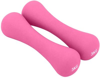 China Colorful Durable Cast Iron Women Fitness Bone Shape Neoprene Dumbbell for sale