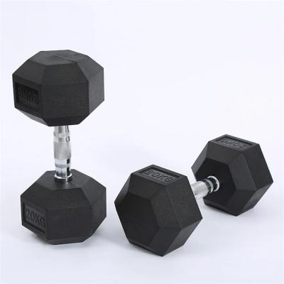 China Durable hex rubber dumbbell for sale