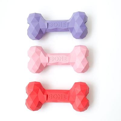 China Stored Diamond Puzzle Bone Natural Rubber Dog Treat Bone Enrich Dog Toy 2022 for sale